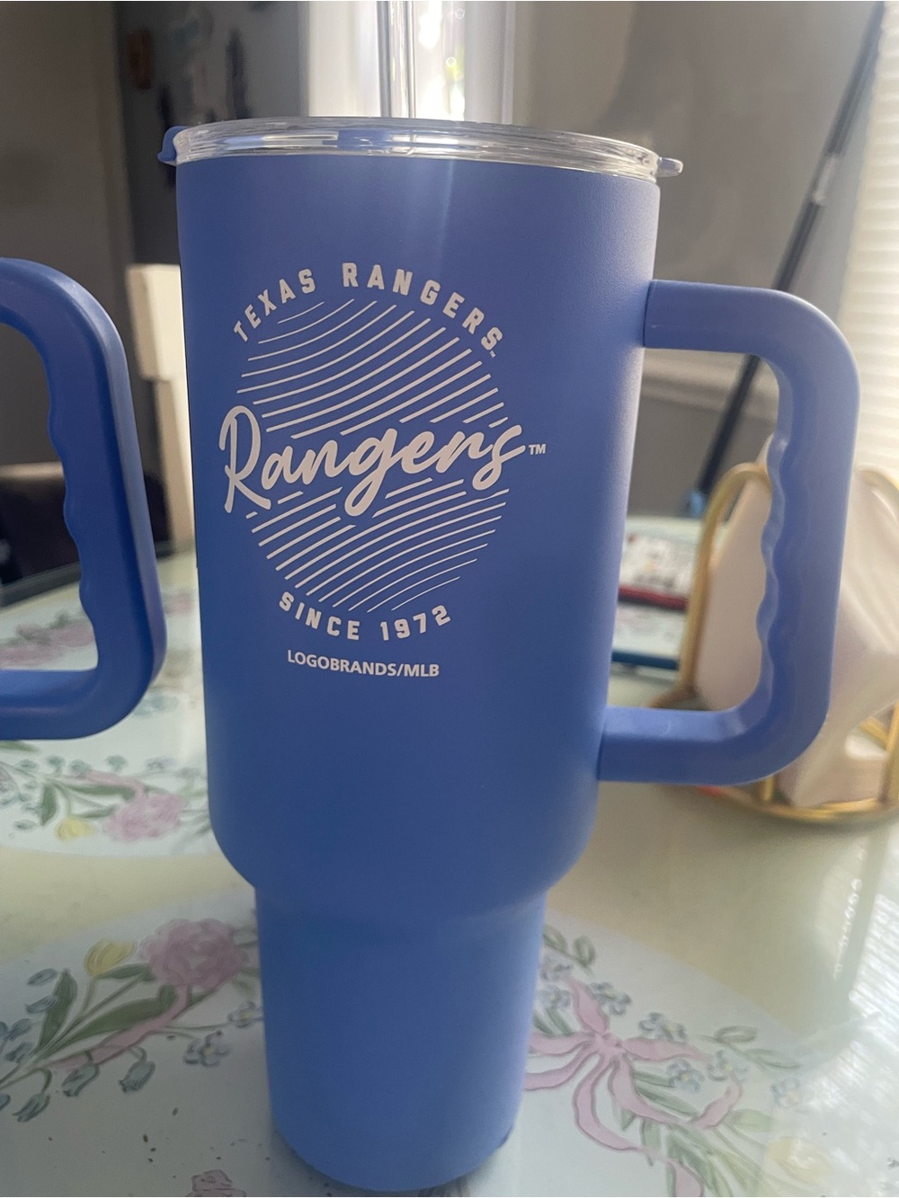 Texas Rangers Blue Insulated Travel Mug with Handle